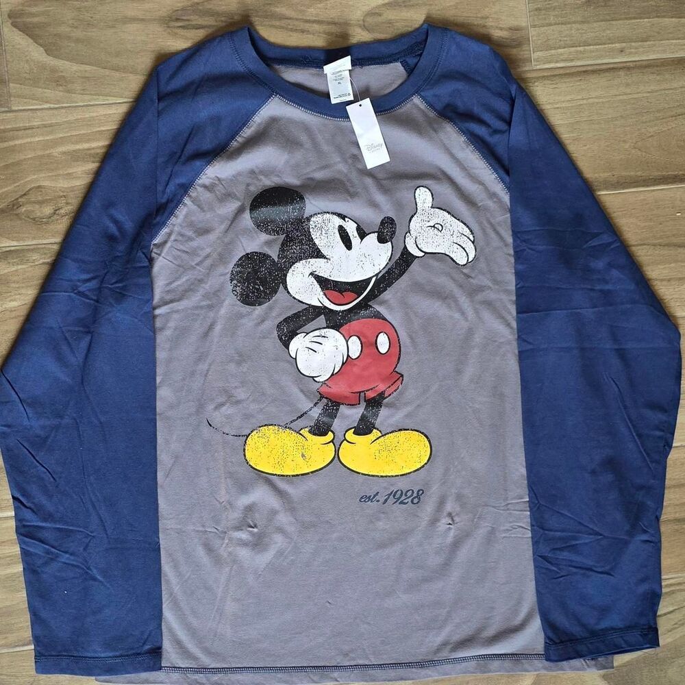 Disney Men's Grey and Navy Shirt